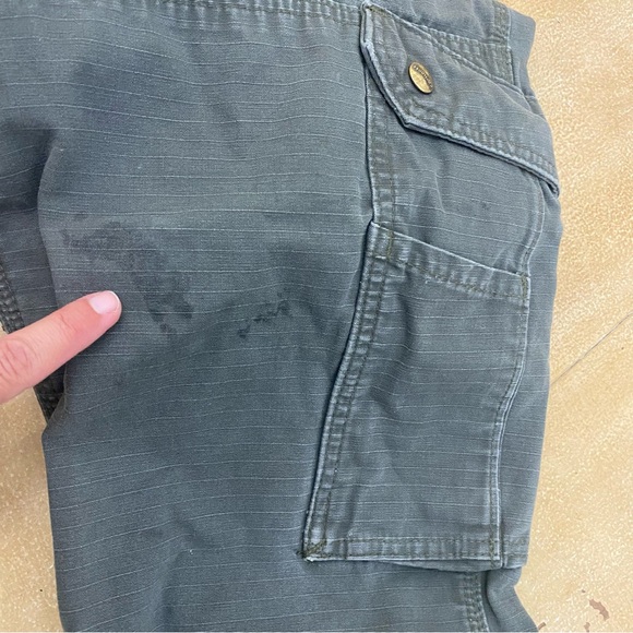 Carhartt Mens Green Cargo Pants Work Jeans Relaxed Fit Heavyweight Size 34 - Picture 10 of 14